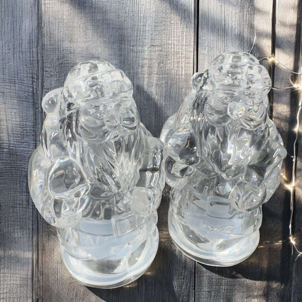 Vintage Gorham Crystal Santa Claus Salt and Pepper Shakers Set‎ 2 Heavy Germany